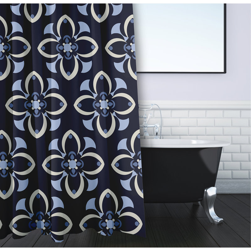 Rideau de douche Katrina, Bleu marine / taupe