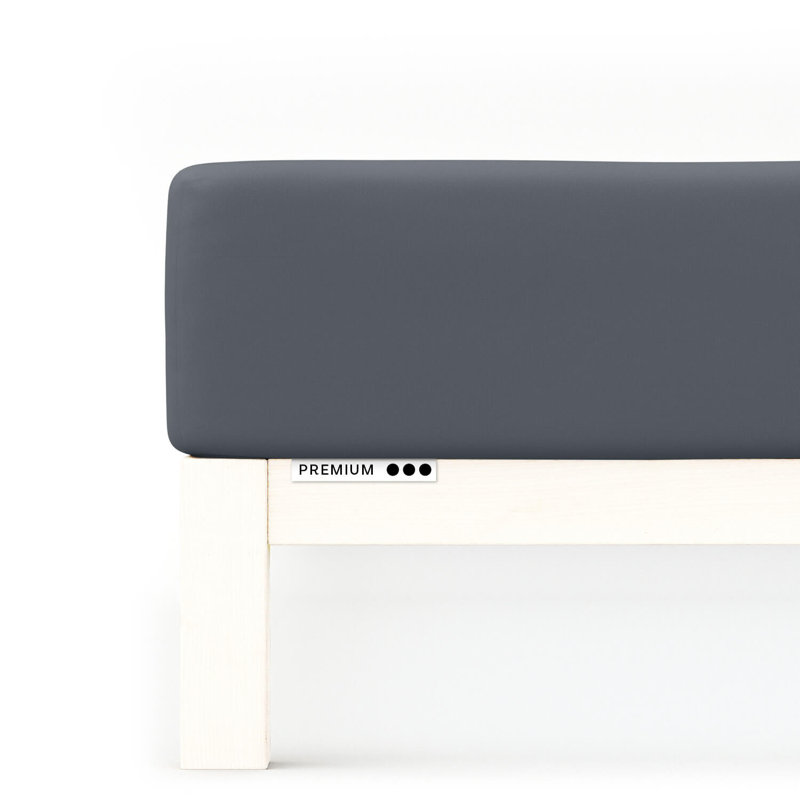 Jersey-Elasthan Spannbettlaken PREMIUM 100% Bio-Baumwolle, Grey Deep, L 140x200cm - 160x220cm