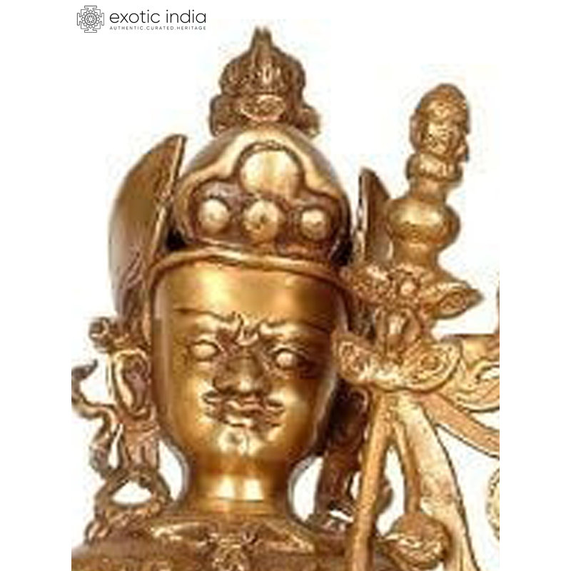 Statue de Bouddha en laiton fabriquée à la main bouddhiste tibétain pour salle de méditation et autel spirituel, statue de Bouddha Padmasambhava en laiton