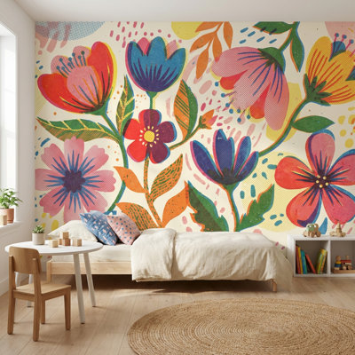 Papier peint floral, Bohème rétro