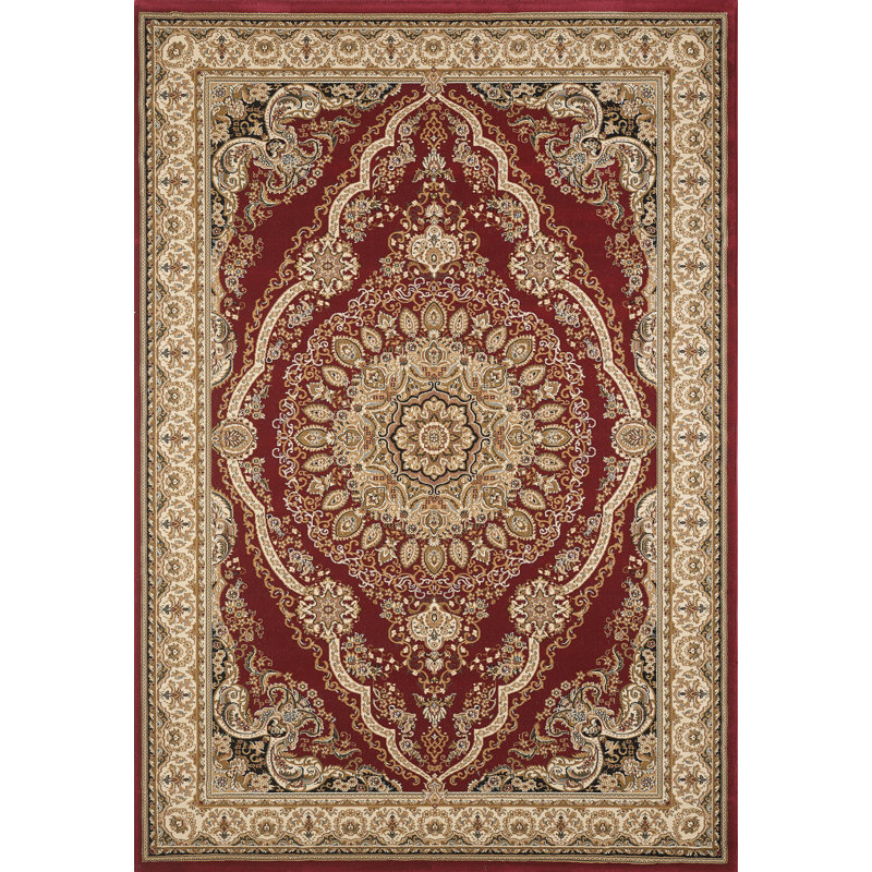 Tapis oriental intérieur / extérieur rouge / brun Turkuaz, Rectangle 9 pi 10 po x 13 pi 1 po