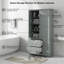 Large armoire de rangement pour salle de bain avec 2 tiroirs et tablettes réglables - Armoire autoportante en panneau de fibres à densité moyenne avec dispositif anti-basculement