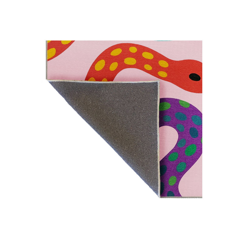 Tapis rose tissé à motif abstrait lavable Mosso, 3 pi 11 po x 5 pi 11 po