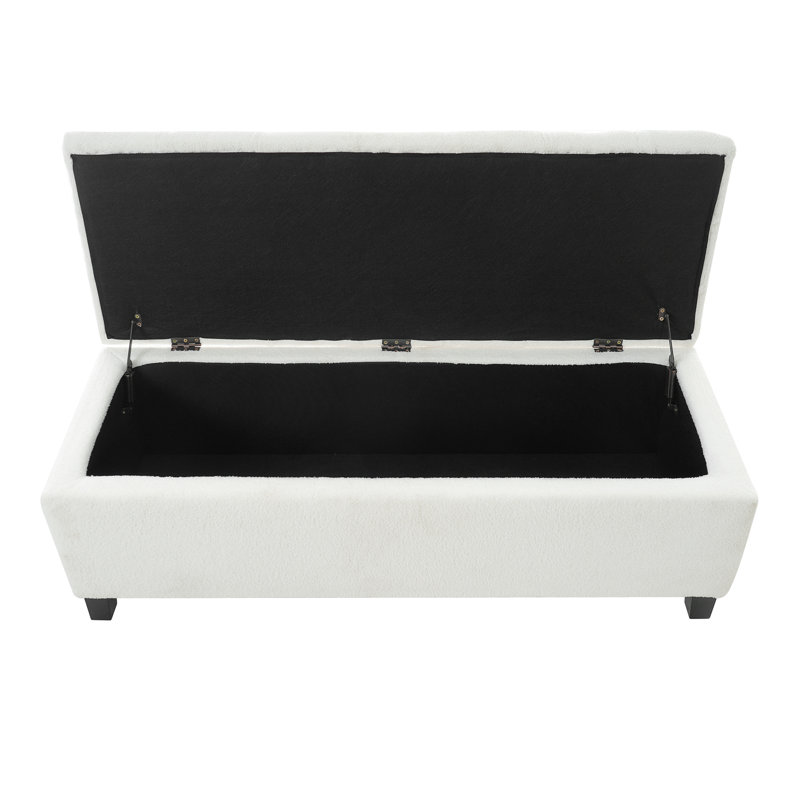 Banc repose-pieds avec rangement, Blanc, Blanc
