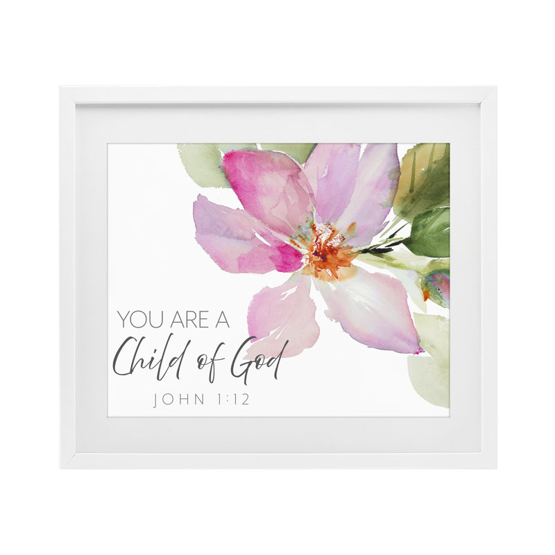 «Child of God», fleur rose, reproduction encadrée sous verre, conception de Lanie Loreth, H 13 po x l 16 po