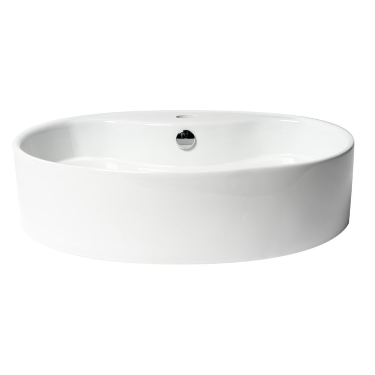 Alfi Brand 18.13'' White Porcelain Oval Bathroom Sink with Overflow