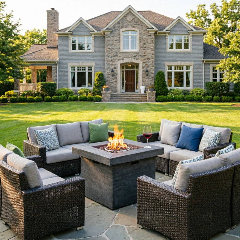 40,000 Btu Square Mgo Fire Pit, Gray