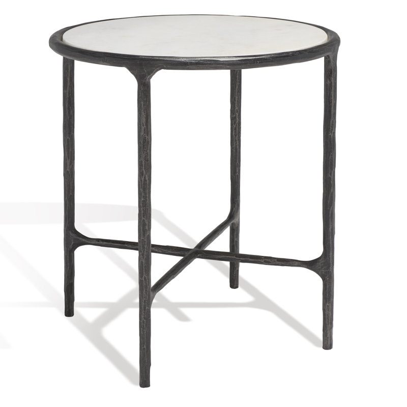 Evelynn End Table, Black, White Marble