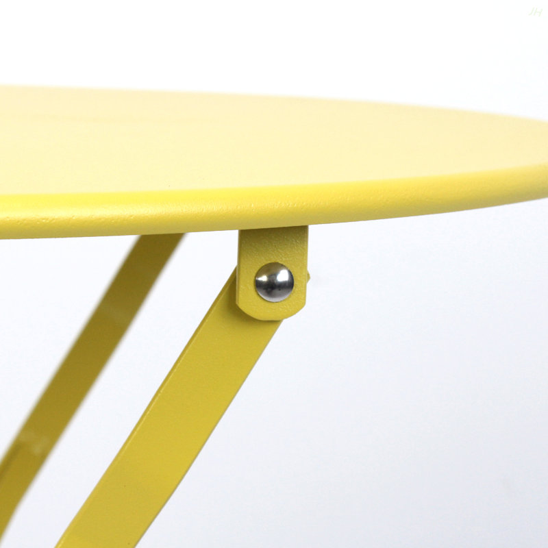 3 Pieces Patio Bistro Balcony Metail Chair Table Set-Yellow, Yellow