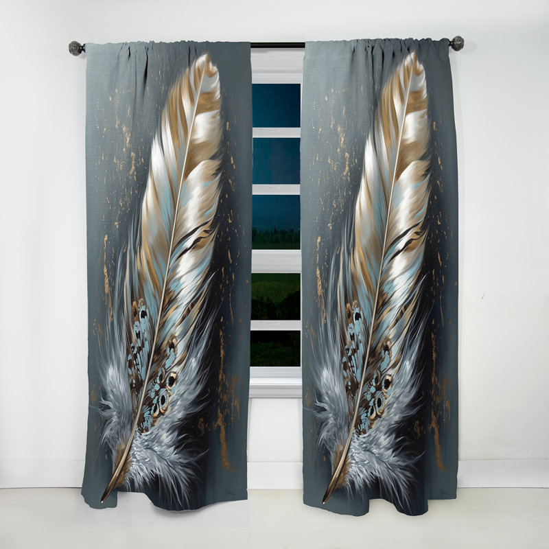 Ditmars - plume dorée Wanderlust IV - rideau en plumes glam - obscurcissant velours - 1 panneau, L 52 po x L 120 po