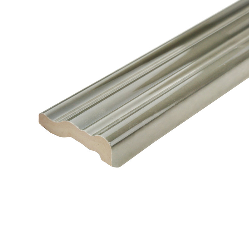 Chester 12" x 2" Glossy Ceramic Mudcap Tile Trim in Gray