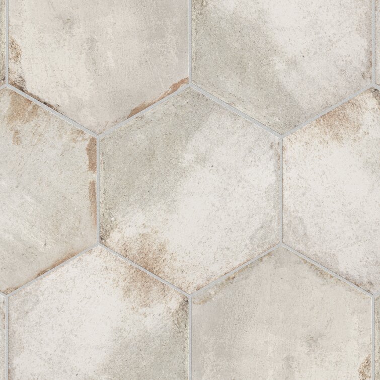 EliteTile Sample - DAnticatto Hex Porcelain Field Tile in Bianco