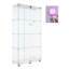 Vitrine éclairée en verre à 4 tablettes - blanc, 12 options de couleurs, H 65,7 po x l 31,43 po x l 14,27 po, verre trempé de 5 mm, panneaux en bois massif, armoire de rangement sécurisée à deux portes et 4 tablettes, éclairage, options par télécommande