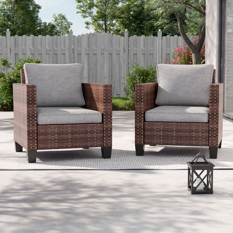 Norrington Patio Chair with Cushions(Set of 2), Linen Gray