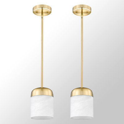 2 Pack 1-Light Single Alabaster Vintage Pendant Light