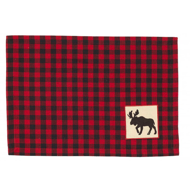 Ensemble de napperons en coton 4 pièces, Rouge/noir