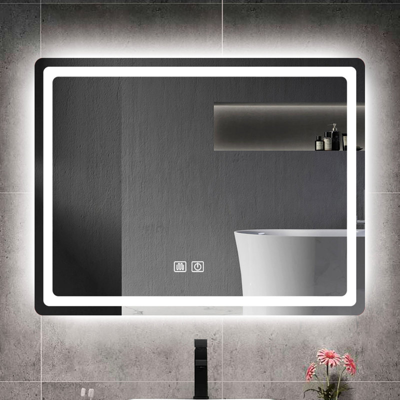 Miroir mural à DEL pour salle de bain - Brouillard, revêtement, imagerie à haute définition 31,08 po H Verre éclairé, fiable