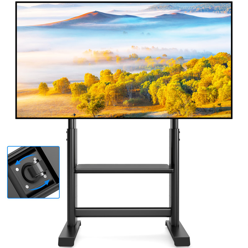 Heavy Duty Rolling Tv Stand With Hidden Wheels For 55-100 Inch Large Tvs