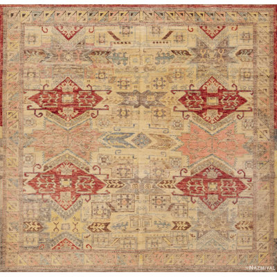 One-of-a-Kind 6'6" X 6'9" New Age Square Area Rug Beige/Red/Yellow