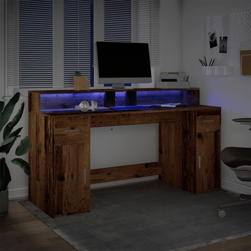  Bureau standard en bois d'ingénierie, H 35,8 po x l 47,2 po x P 21,7 po, Gris clair