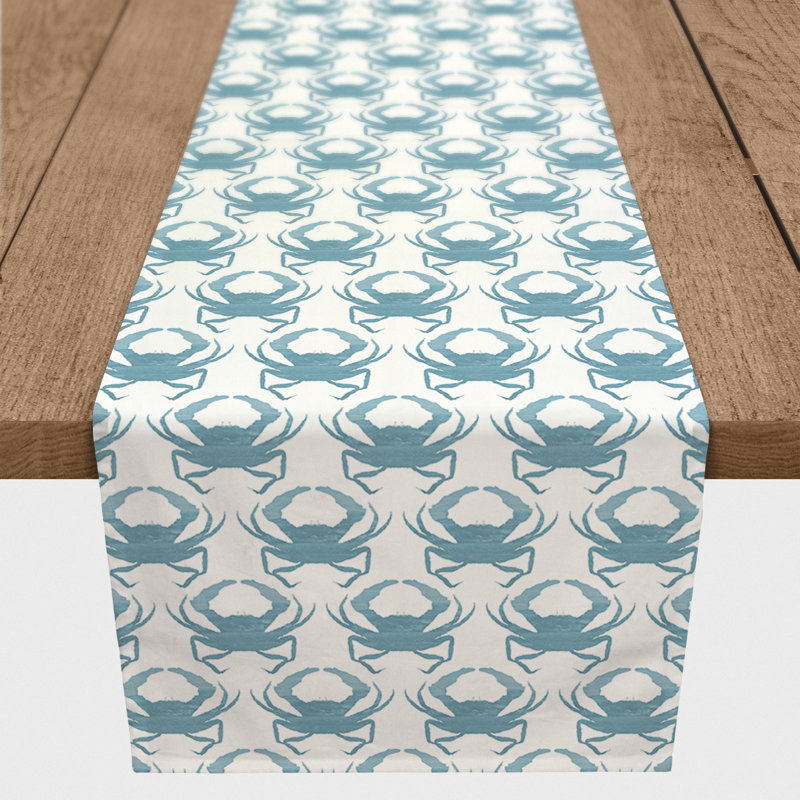 Layne Dancing Crabs Table Runner, 90" L x 16" W, Blue