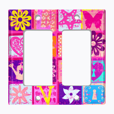 Plaque d'interrupteur en métal (Love Blocks - Double Rocker)