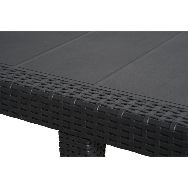 Outdoor Table Roma, Rectangular Extendable Dining Table, Rattan Effect Garden Table, 150X90H72 Cm, Anthracite