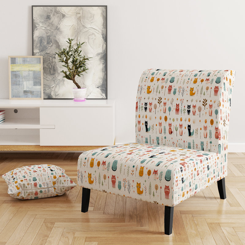 Minimalist Cute Childrens Animals - Fauteuil de chambre rembourré Glam, fauteuil d'appoint beige