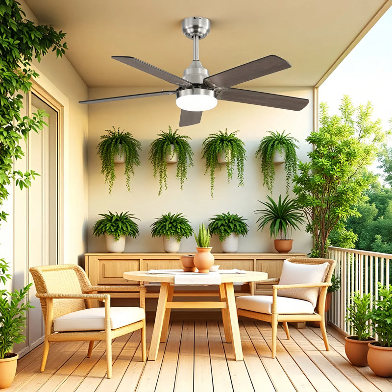 Whisperbloom Blade Span 42 In. Indoor Ceiling Fan With LED Light Bulbs And Remote Control, Brushed Nickel, Brown