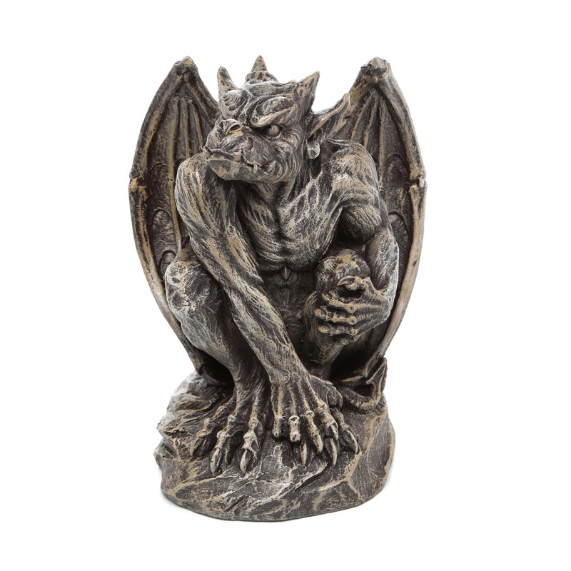 Silas Medium Gray Resin Gothic Gargoyle Sentry Statue