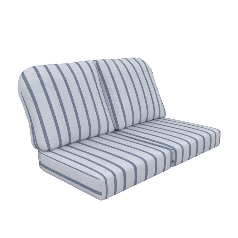 Amala Sunbrella® Indoor/Outdoor Loveseat Cushion, Sunbrella® Unwind Sky