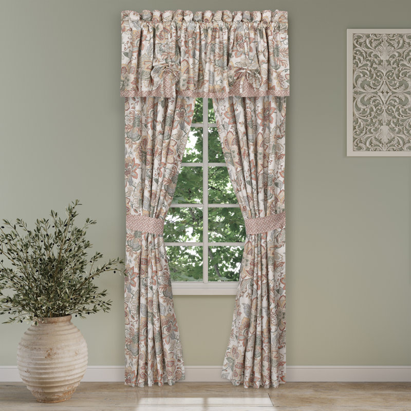 Janessa Coral and Gold Patterned Window Valance