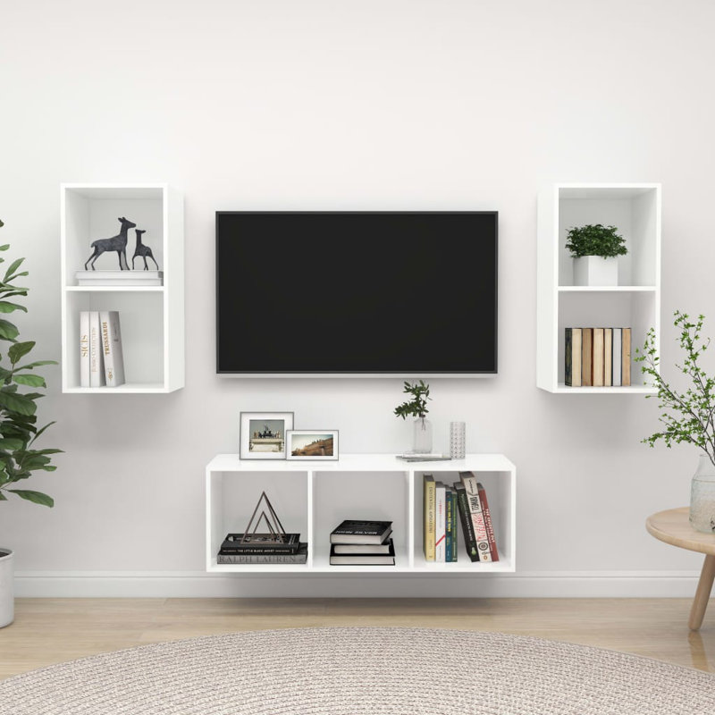 Drayten Unfinished Floating TV Stand for TVs up to 88", White