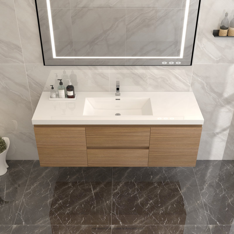 Ensemble de meuble-lavabo mural simple l 60 po Owaneco, Bois de rose