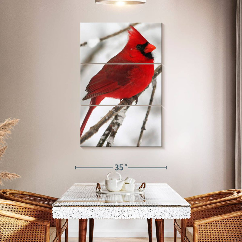 Brampt Birch Tree And Cardinal, 50" H x 32" W