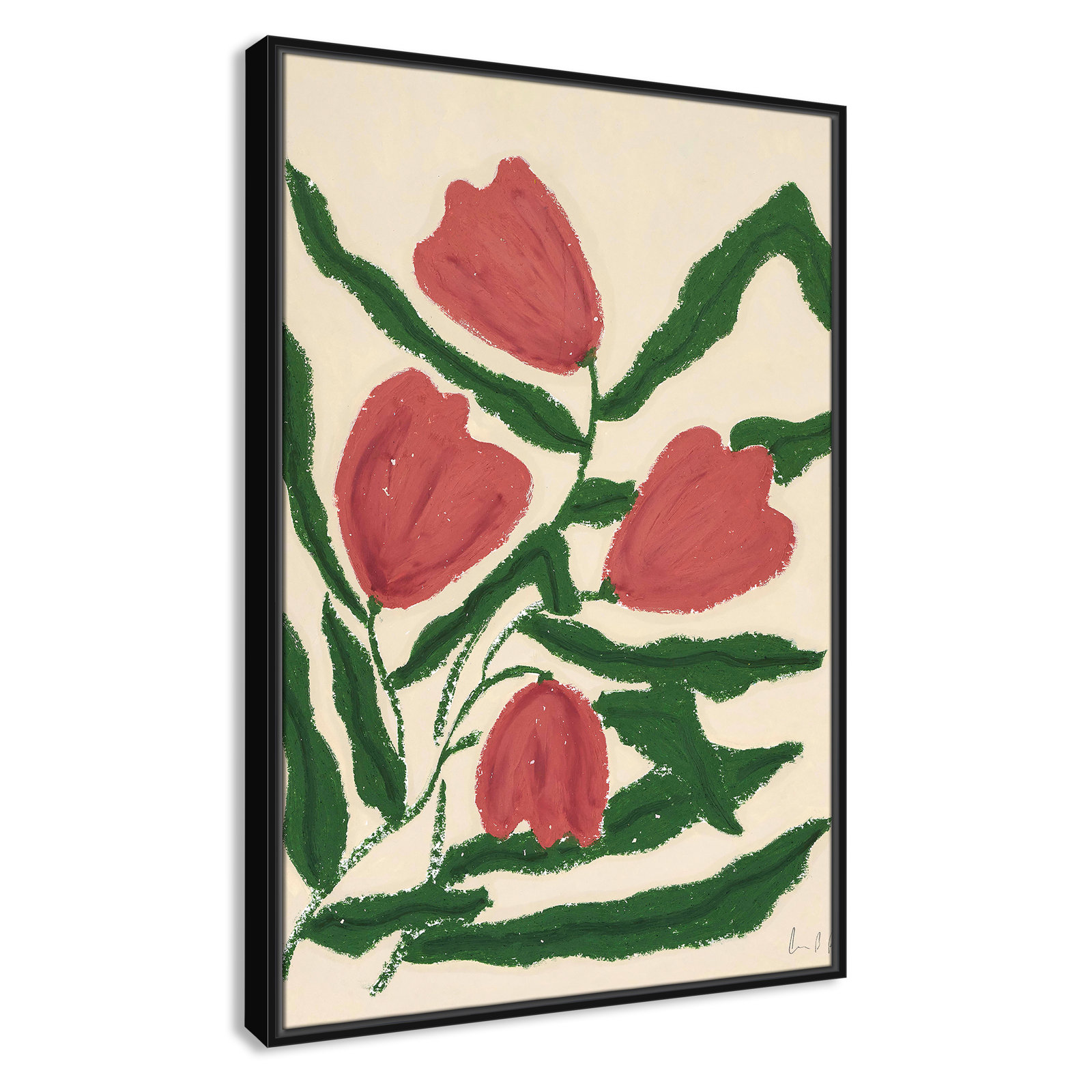 Red Tulips  Print by Camilla Bergqvist, Black, 37.5" H x 25.5" W