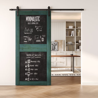 30x84 Royal Pine Color 2 Panel Chalkboard Design Finished Unassembled Solid Wood Sliding Barn Door Only