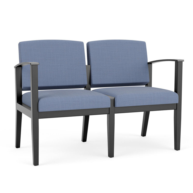 Siège tandem 2 places Amherst, Noir, Chambray bleu marine clair