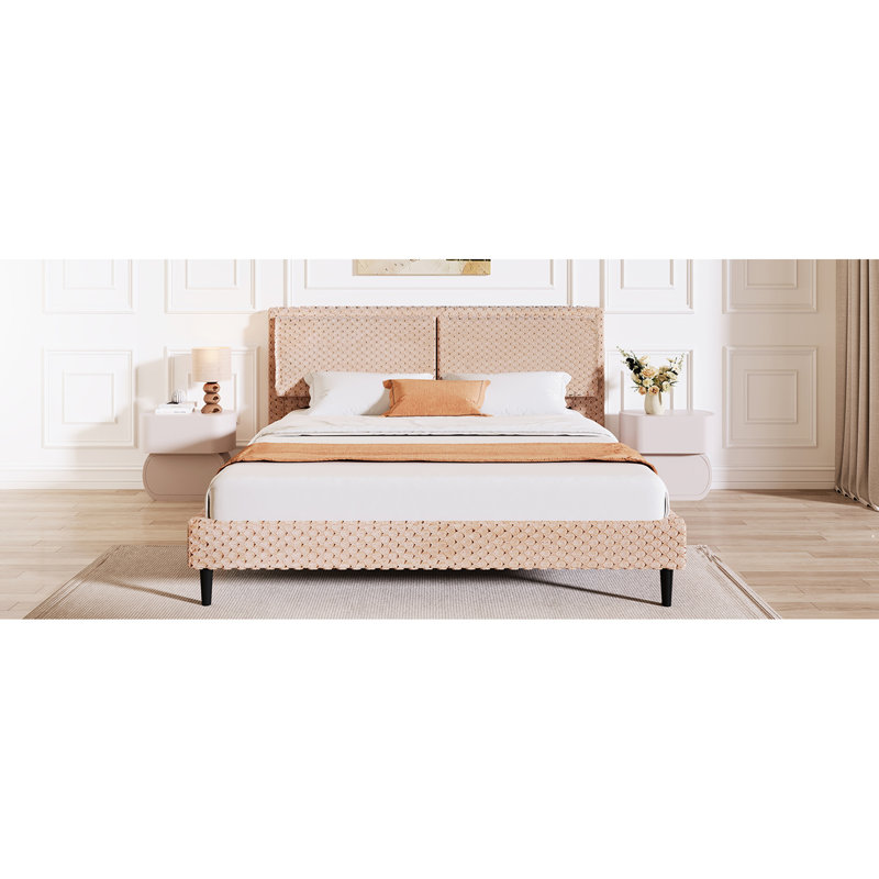 Lit pour grand lit Camel Tones avec structure douce, de soutien et stable pour la peau de la chambre à coucher