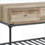 Chêne & amp; Table basse Sandy Gray pour le salon, KD Design avec rangement et amp; Pieds industriels en métal