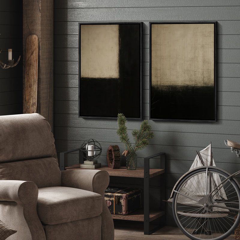 Art mural encadré, rétro, antique, classique pour chambre à coucher - 16 po x 24 po x 2 panneaux, H 24 po x l 16 po, Noir
