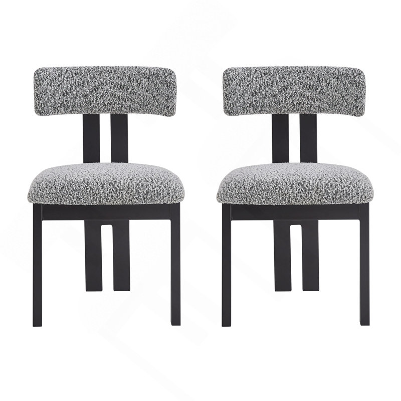 Chaises de salle à manger rembourrées sans accoudoirs avec pieds en métal (ensemble de 2), Gris, Noir