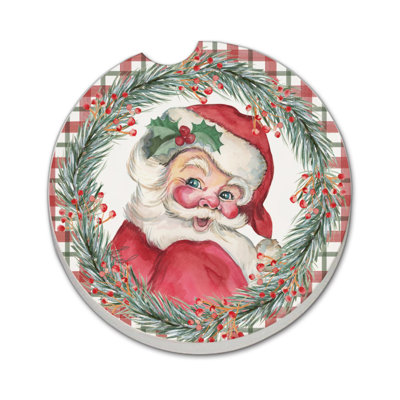 Vintage Santa Round Absorbent Stone Car Coaster