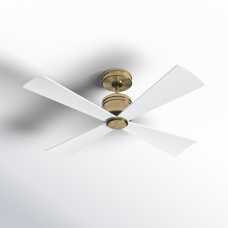 Launceton Downrod Ceiling Fan, Hand-Rubbed Antique Brass/Matte White