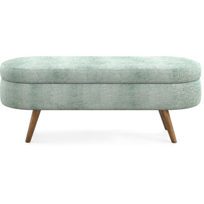 Cyan Oval , Rubber Wood Legs, 43.5"X16"X16", Hand - Made, Footstool Or Seat Usage, Structure, Storage Benefit Legged Bench, Handmade, Function, Compartment