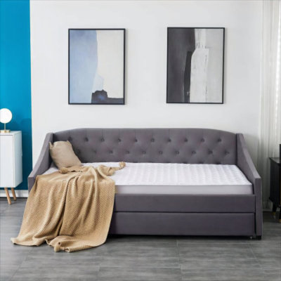Casares Upholstered Velvet Daybed with Trundle Bed