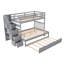 Lit simple superposé au dessus d'un lit double avec lit gigogne simple (gris) (VIEUX SKU: LT000025AAE-1)-1630138481