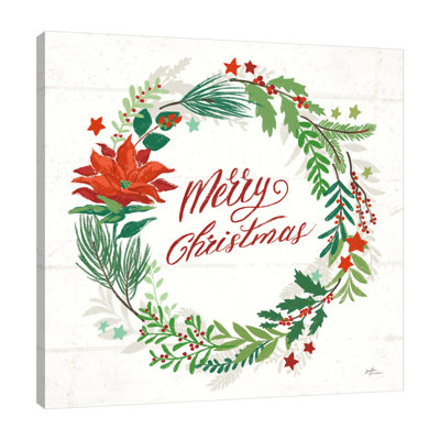 «Holiday Joy I Merry Christmas» par Janelle Penner - art textuel sur toile tendue