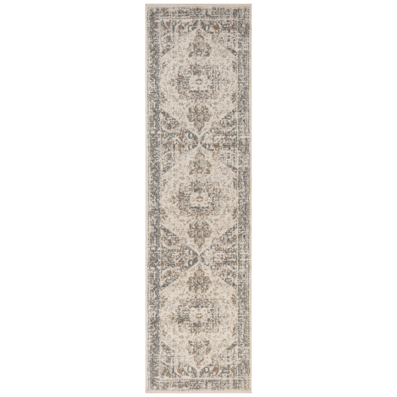 Tapis beige / gris Nimoha, Tapis de couloir 2 pi 7 po x 10 pi