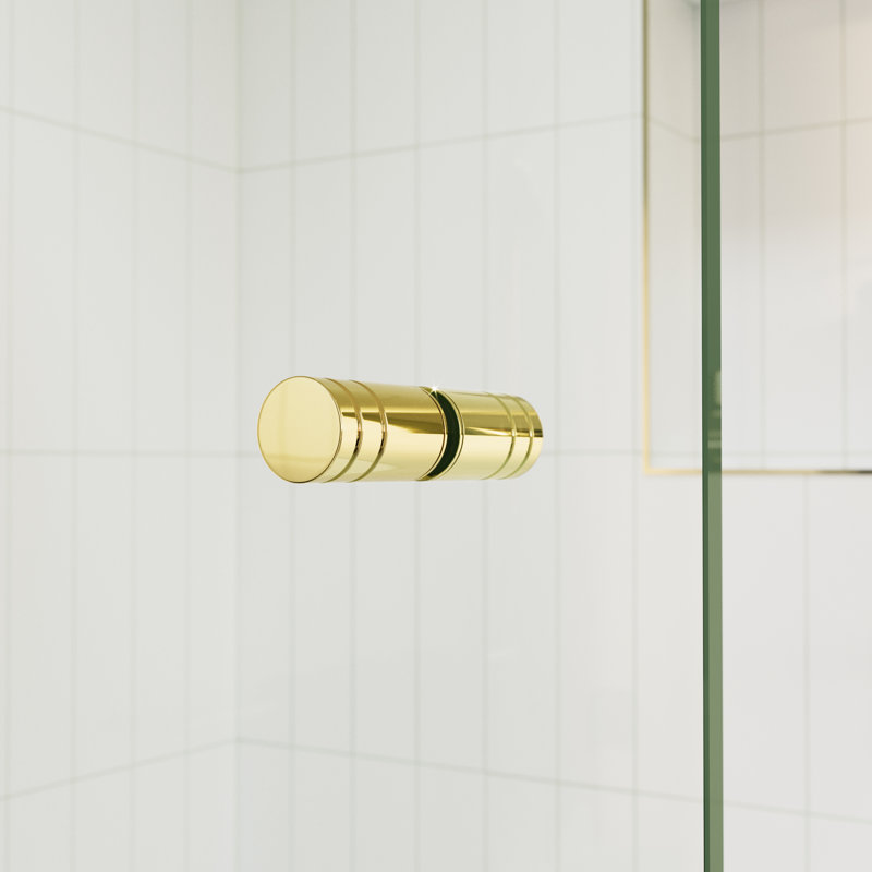 Stellar 69 in. W x 58.25 in. H Frameless 3 Panel Inline Hinge Bathtub Door, Polished Brass